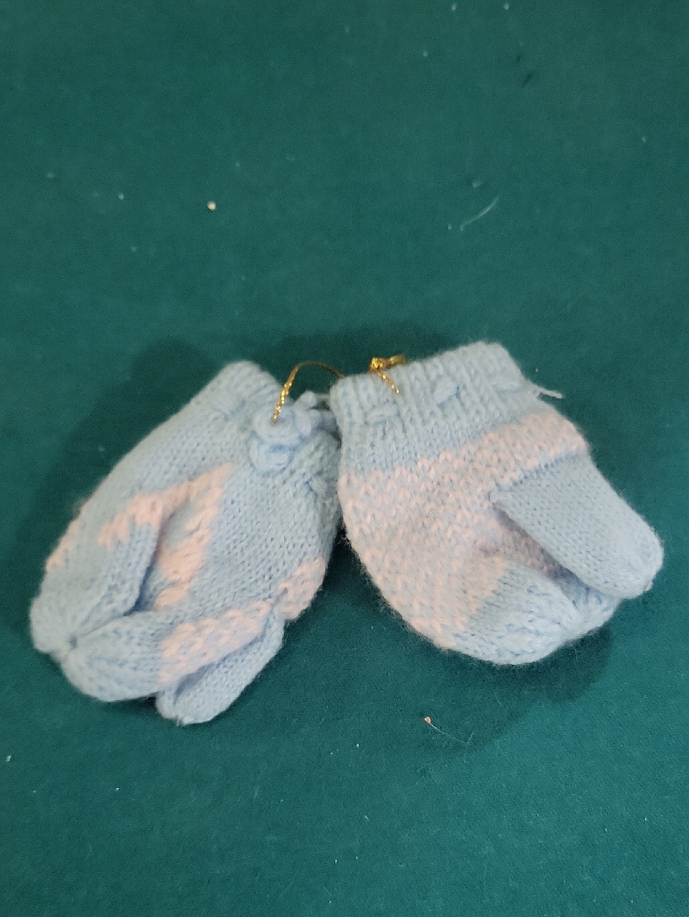 Hand-Knit Baby Mittens in Pale Blue and Light Pink